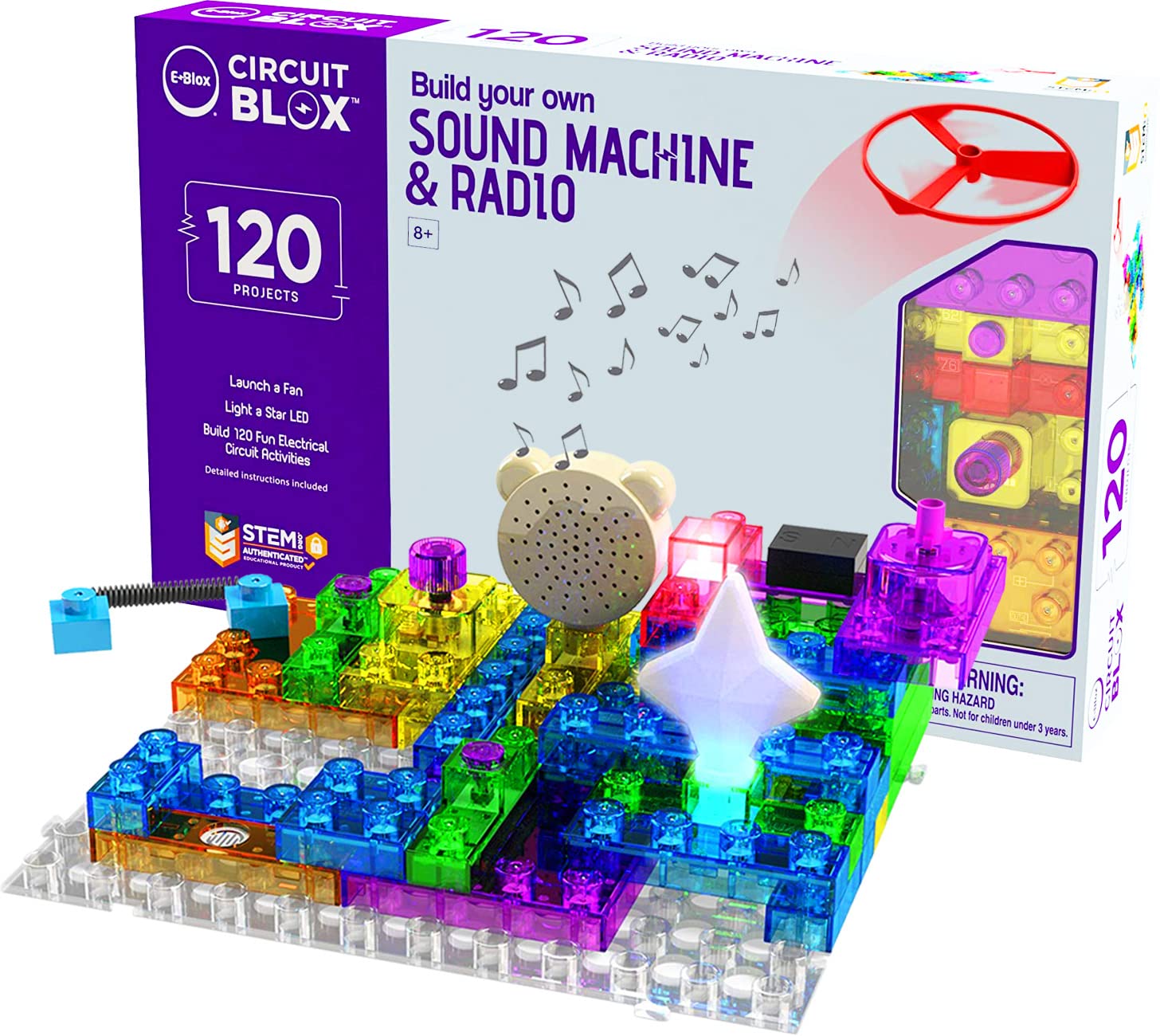Photo 1 of E-Blox Building Blocks STEM Circuit Kit, 120 Projects, Build Your Own Sound Machine & Radio, Build Real Working FM Radio & Listen to Favorite Station, Science, Birthday Gift, Boys, Girls, 8+