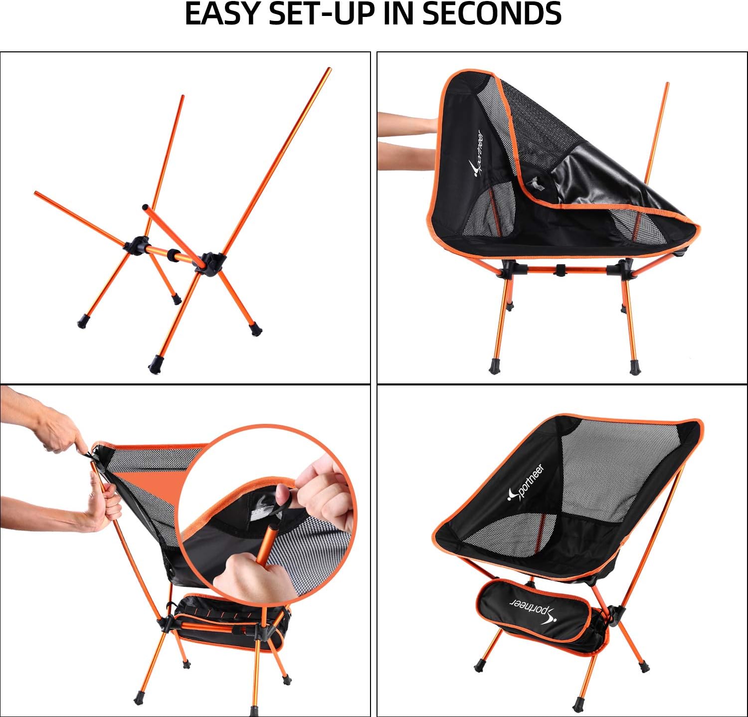 Sportneer Portable Lightweight Folding Camping Chair, 2-Pack for Backpacking, Hiking, Picnic : Sports & Outdoors