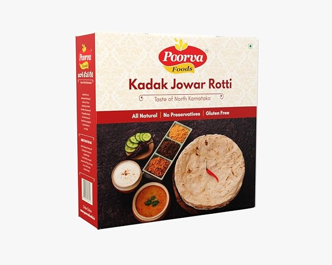 POORVA FOOD PRODUCTS Kadak/Crisp Jowar Roti 10 Pieces Box