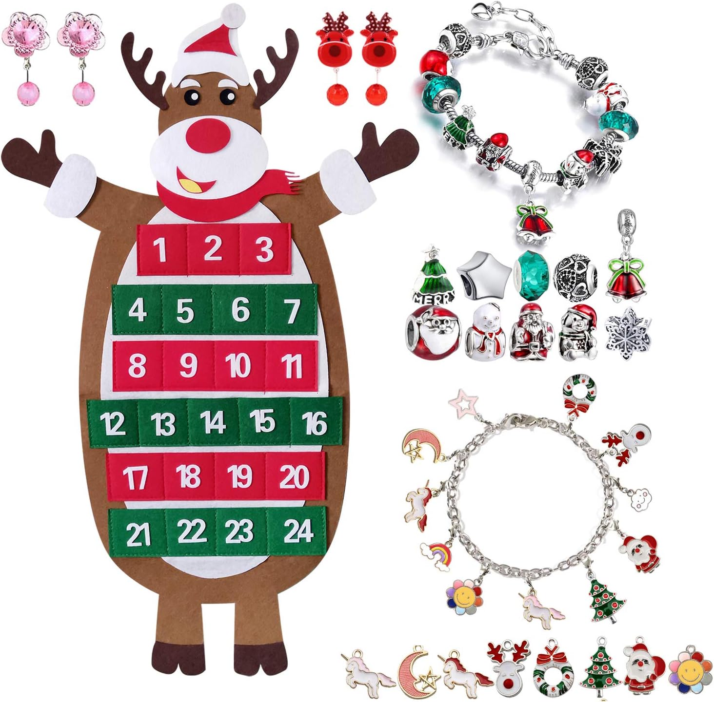 iZoeL Adventskalender Kinder Mädchen Schmuck Filz Adventskalender mit