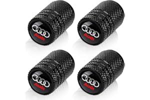 BFIVEANTE Tire Valve Stem Caps for Audi A3 A4 A5 A6 A7 A8 Q3 Q4 Q5 Q6 Q7 Q8 Metal Car Wheel Air caps Auto Valve Stem Caps Accessories 4 Pcs Black