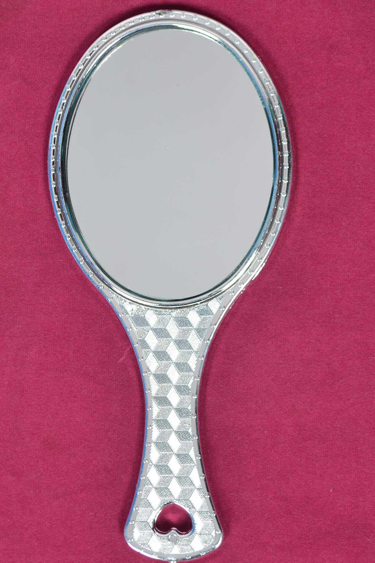 Garden Of Arts Silver Handheld Salon Barbers Hairdressers Oval Mirror with Grip Handle
