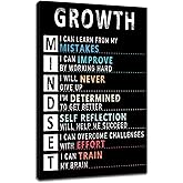 Growth Mindset Inspirational Canvas Wall Art Motivational Entrepreneur Quotes Poster Print Artwork Picture Painting Wall Decor for Modern Home Bedroom Bathroom Stretched and Framed [12''Wx18''H]