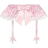 Satini Frilly Lace Sissy Silky Satin Garter Suspender Belt Lingerie Knickers