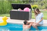 Keter Capri Grey Outdoor Storage Box 123cm Garden Seat Rattan Look 305L view 6
