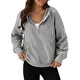 ZAFUL Women's Half Zip Oversized Cropped Hoodie lightweight Sweatshirt with Kangaroo Pocket for Fall Spring and Winter 2025