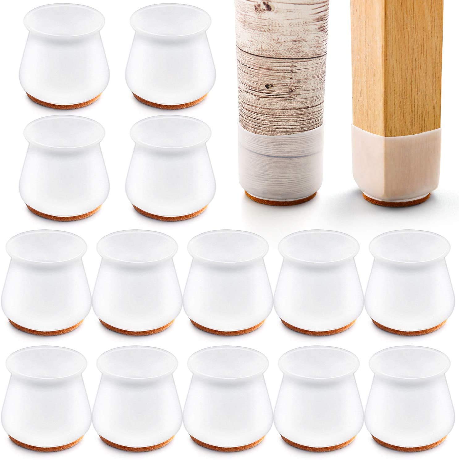 32 PCS Silicone Chair Leg Protectors with Felt for Hardwood Floors, Silicone Furniture Leg Cover Pad for Protecting Floors from Scratches and Noise, Smooth Moving for Chair Feet