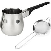 14oz Chai teapot and strainer combo. Turkish coffee pot and fine mesh strainer together for making perfect Prana Chai at home