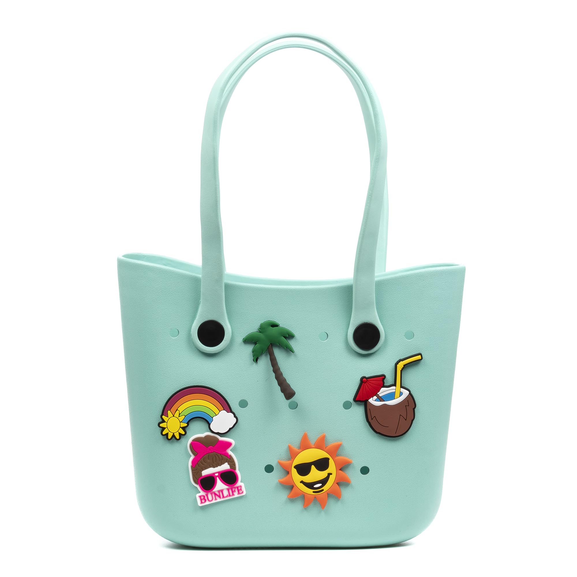FIRENZE ARTEGIANI Libelula EVA Beach Shopper Bag with Long Handles and Decorative Charm 34 x 10 x 28 cm Colour: Mint Green, mint green, Utility