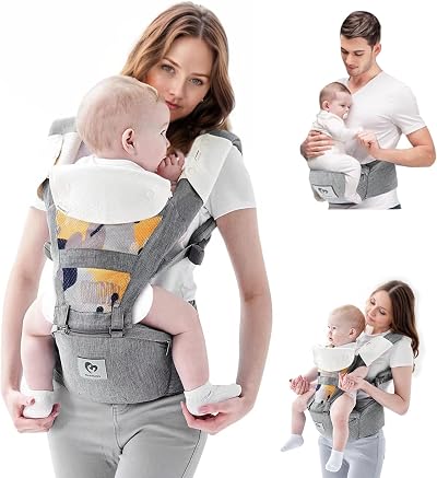 Bellababy Baby Carrier Hip Seat 6 in 1 Ergonomic M-Position Grey 0-36m