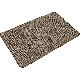 Yeaban Taupe Bathroom Rugs – Thick Chenille Bath Mats | Absorbent and Washable Bath Rug Non-Slip, Plush and Soft Rugs for Bathroom, Kitchen, Shower, Sink - 17" x 24"