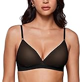 INLYRIC Women's Cosnufy Sheer Triangle Bralettes - Unlined Mesh Sexy Comfortable No Padding Bras No Underwire