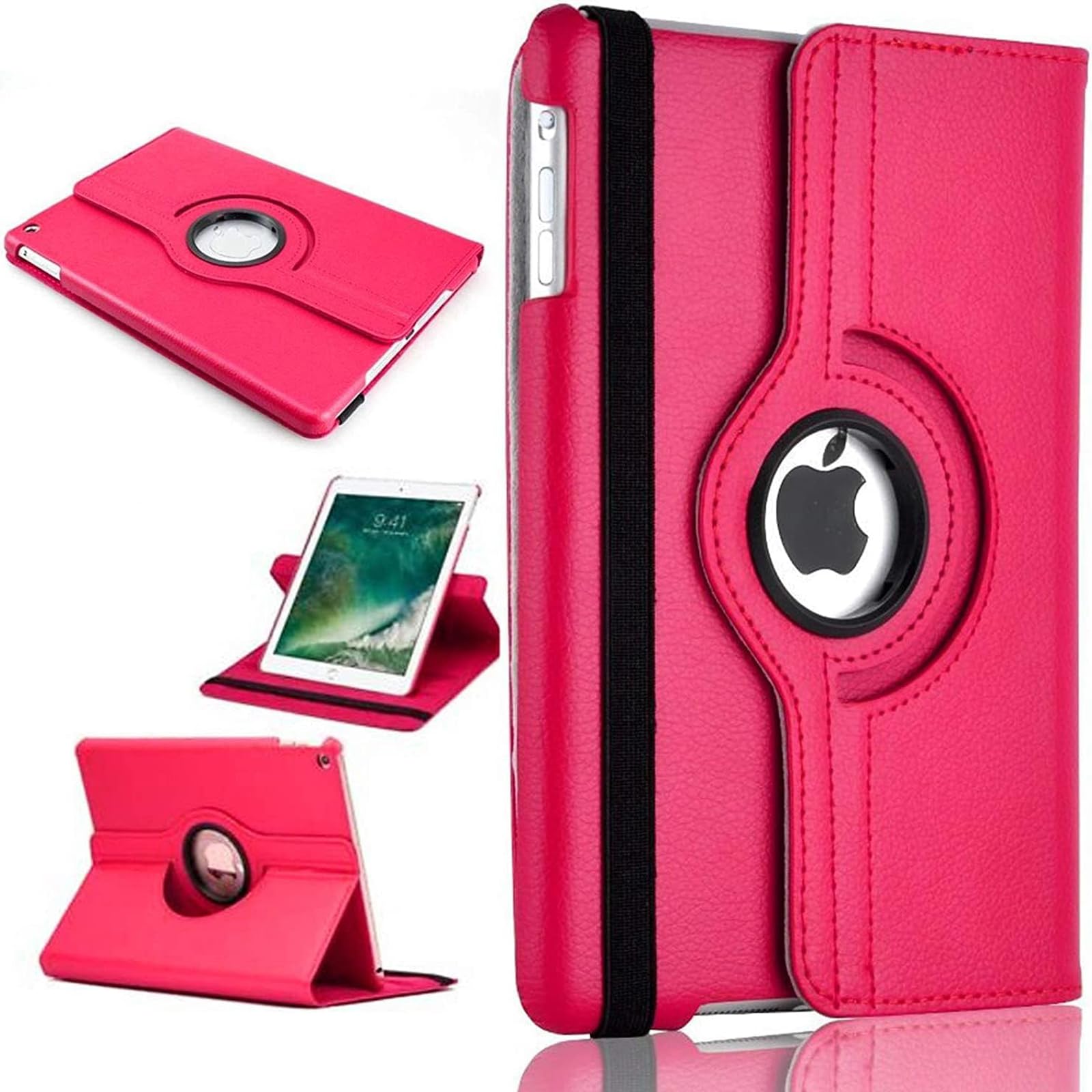 For Apple iPad Air 2/2nd Generation 2014 A1566 A1567 360 Degree Swivel Stand Smart Protective Cover(Pink)