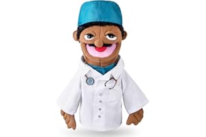 ZJOEY Role Play Hand Puppets Hand Plush Chef Doctor Fireman Pirate Detective Athlete Nurse Worker Hand Puppet Toys Puppets for Kids Storytelling Imaginative Pretend Play Teaching Preschool(Doctor)