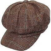 Plaid Newsboy hat Striped Visor Beret Cap for Women Girls Cabbie Fiddler Tweed Gatsby Paperboy hat Flat Ivy Cap