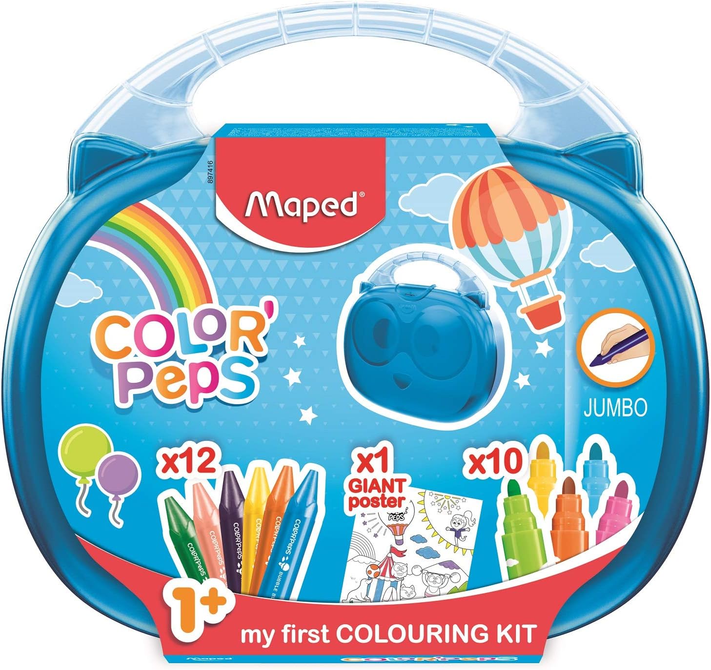 Maped Color'Peps My First Jumbo Colouring 23 piece Activity Case - Age 1+ includes colouring pencils and giant poster - Image 5