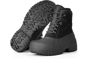 Furuian Winter Boots for Men Waterproof Insulated Snow Boots for Men Non Slip Hiking Duck Boot Mens Fur-Lined Winter Shoes