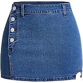 Floerns Women's Casual Denim Skirt Button Side Stretchy Street Bodycon Mini Skirts