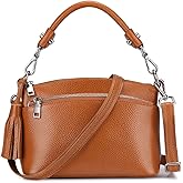 S-ZONE Small Genuine Leather Top Handle Handbags for Women Shoulder Bag Crossbody Purse