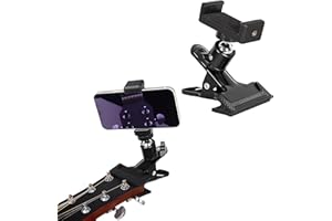 YHNTGB LMS Guitar Phone Mount Black Clamp Install Clip On 360 Rotating Ball Head Suitable for 5.5cm to 7.5cm Handset Versatile Functionality Multipurpose Use
