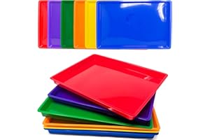 Podzly 6 Plastic Paper Trays - Flat Stackable Art and Classroom Supply Organizer for Kids - Multi-Color Durable Educational Craft Trays, Sturdy and Safe