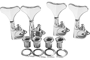 SDWU&TONG sdwutong 4R Sealed Bass Tuners Tuning Pegs Keys 2R2L Machine Heads for 4 String Bass Guitar, Chrome