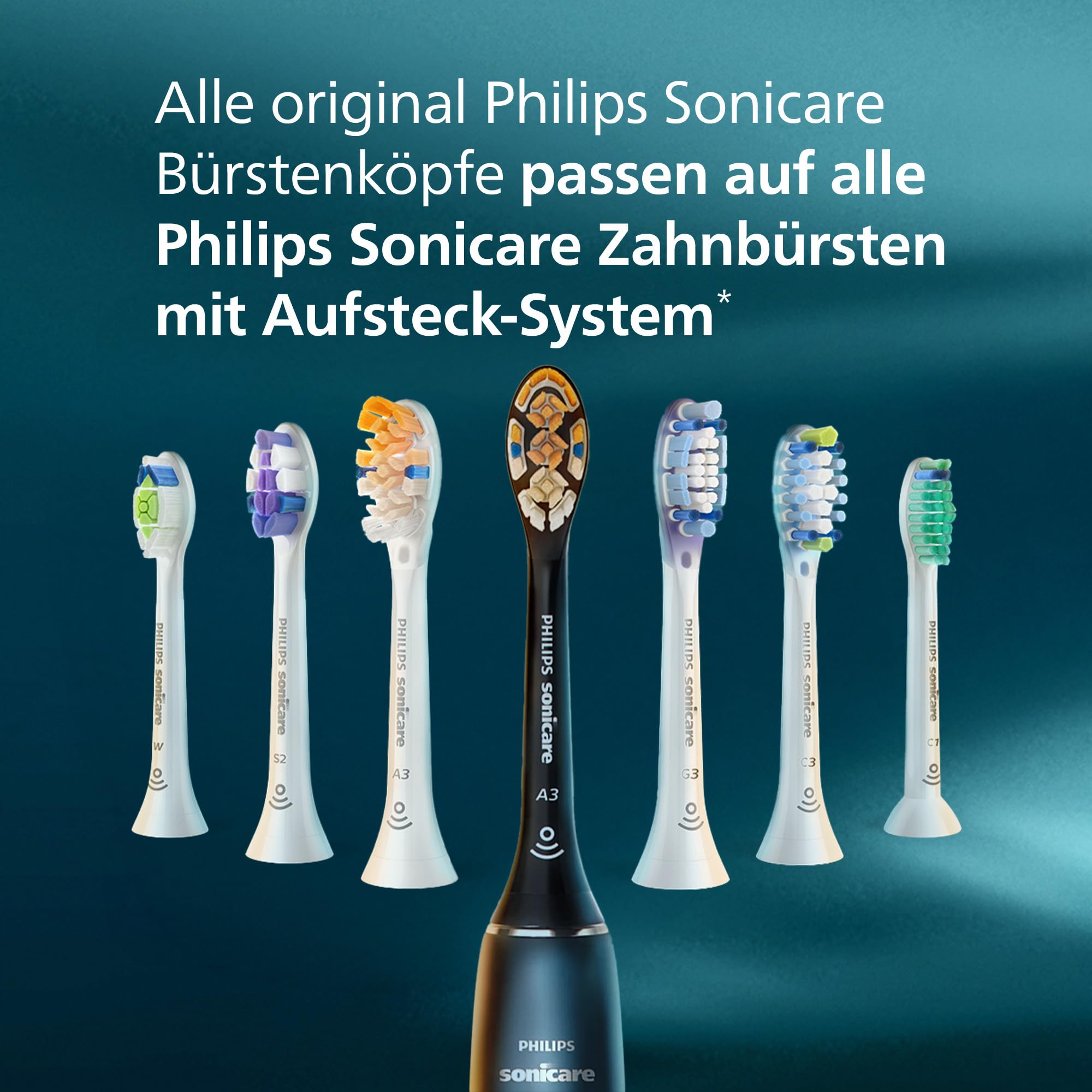 Philips Sonicare A3 Premium All-in-One, Original Ersatzbürstenköpfe, Schwarz, 6er-Pack, HX9096/88 8