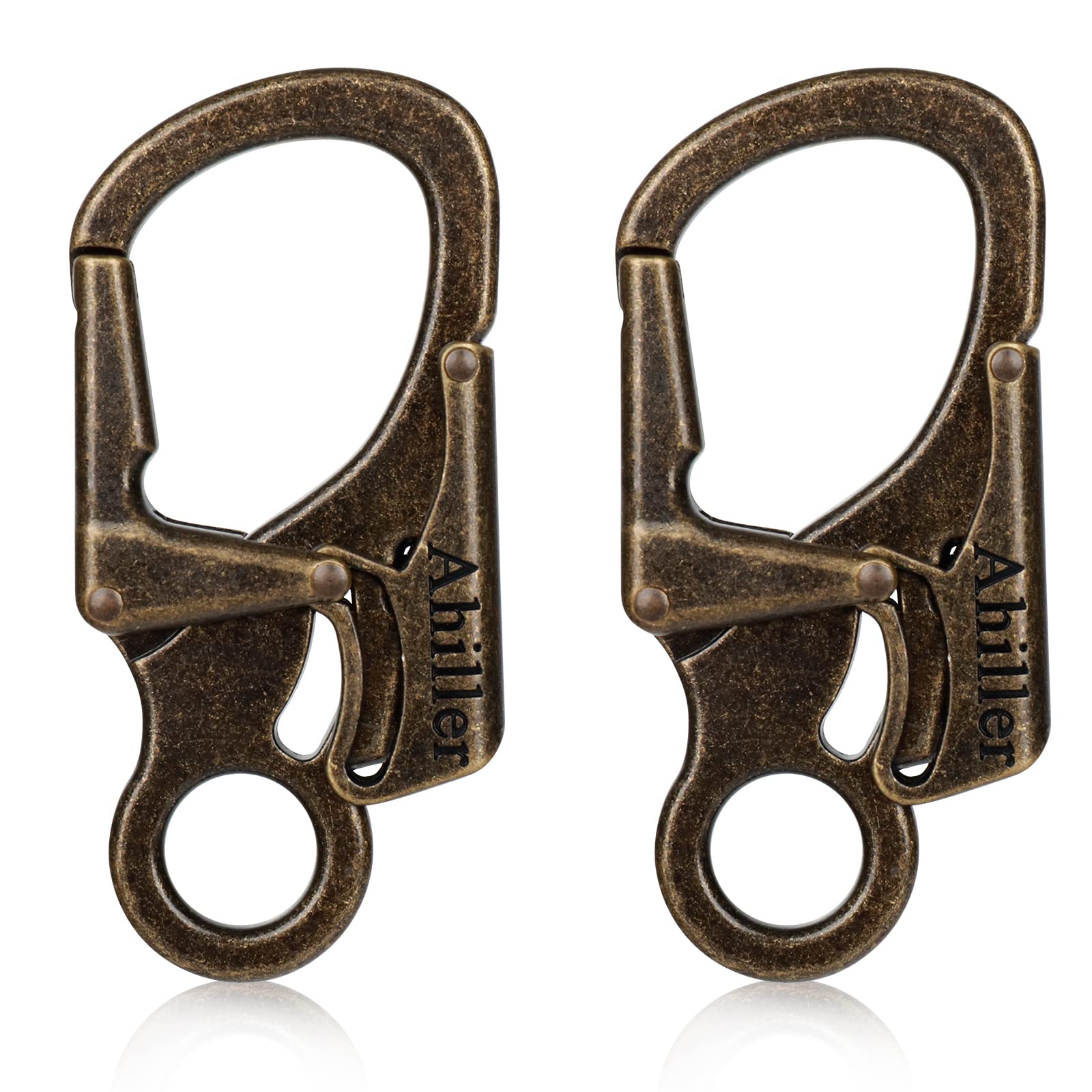 Ahiller Carabiner Clip, Double Anti-Misopening Locking Design, 3 Inch Alloy Caribena Hook, Keychain for Outdoor Camping, Hiking, Fishing, Key Ring Clip (Dark Bronze-2P) — image 1