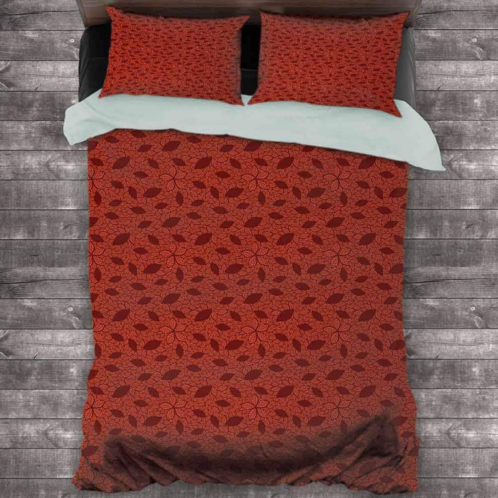 Toopeek Burnt Orange Extra Large Quilt Cover Leafage Pattern with