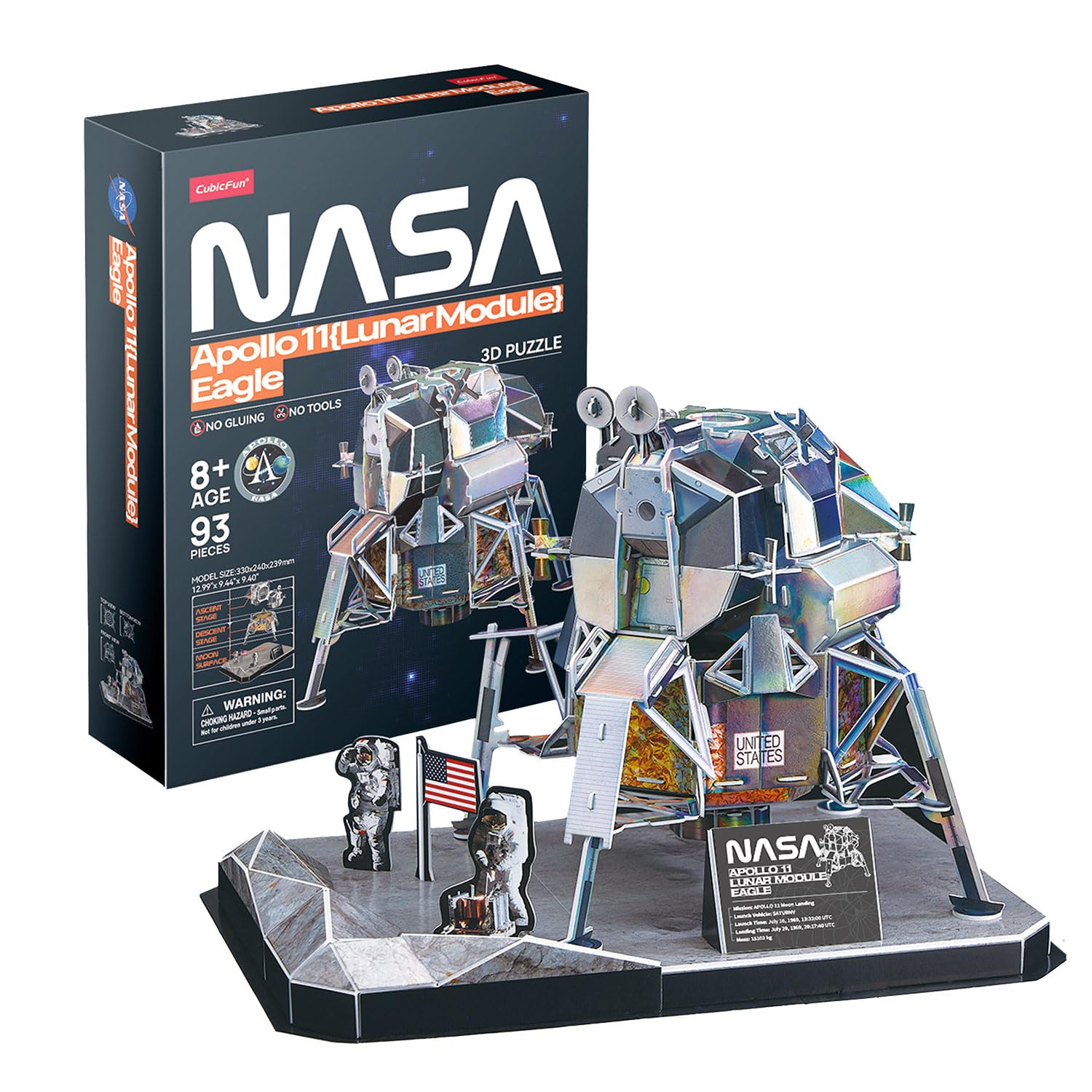 NASA - Lunar Eagle Module - 3d Puzzle | 3d Puzzle For Kids And Adults 93 Pieces | 3d Puzzles | Model Kits For Adults To Build And Kids | 3-d Puzzles
