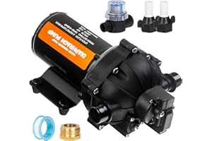 RVRAYS RV Water Pump, 12V DC Fresh Water Pump, 7GPM 70PSI Five Chamber Self-Priming Diaphragm Quiet Operation Water Pump with Pressure Switch and Strainer for RV, Marine, Yacht, Caravan