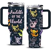Axolotl Gifts, 40oz Axolotls of The World Axolotl Tumbler with Straw and Lid, Gifts for Axolotl Lovers, Axolotl Stuff, Axolotl Birthday Gifts For Girls/Boys, Axolotl Cup, Axolotl Coffee Travel Mug