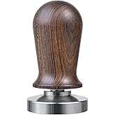 MATOW 53mm Calibrated Espresso Tamper, Calibrated Coffee Tamper with Spring Loaded Wooden Handle Stainless Steel Flat Base, P