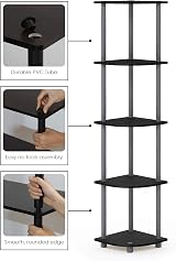 Furinno Turn-N-Tube 5 Tier Corner Shelf Black Grey view 7