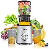 Juicer Machines, Cold Press Juicer with 5.3'' Large Feed Chute, Fit Whole Fruit and Vegetable Slow Juice Extractor Machine, 300W Masticating Juicers Easy To Clean, High Juice Yield, BPA Free