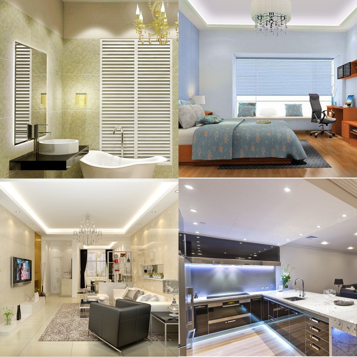 LED Strip Lights NEW VERSION 600Leds Cool White 6000K IP65 Waterproof Led Light Strips DC12V Strip of Led Lights SMD2835 16.4 Ft Flexible light strips DIY Decoration Outdoor with 12V 5A Power Suppy