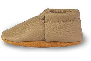 Littlebeemocs Fringeless Baby Moccasins with Non-Slip Suede Sole - Genuine Italian Leather, Boys and Girls Shoes for Newborns, Babies, Infants, Toddlers