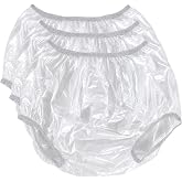 Vakly Adult Vinyl Diaper Cover, Waterproof Incontinence Pants 3 Pack | Pull-on oversized cover worn over adult diapers or briefs with vinyl material, leak resistance, and reusable protection