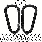 13 Colors Heavy Duty Aluminum D Carabiner Clips & Key Rings, Black & Sliver Corrosion Resistant Keychain for Keys, Outdoor Sports, Hiking, Camping, Fishing & Hanging Gear