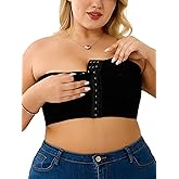 MakeMeChic Women's Plus Size Strapless Bras Front Closure Half Push Up Bra Bandeau Wireless Bralette for Large Bust