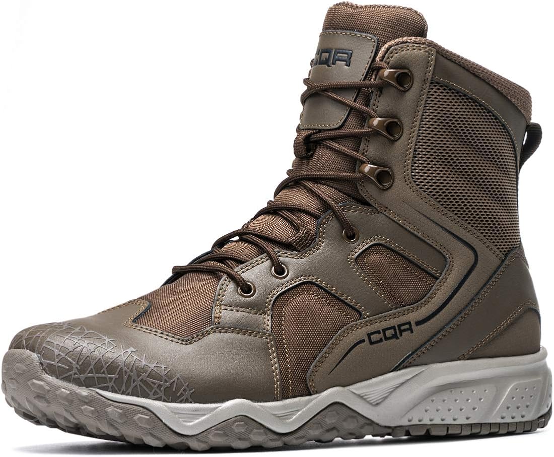 CQR Men's Military Tactical Boots, Water Repellent Lightweight Mid-Ankle Combat Boots, Durable EDC Outdoor Work Boots: Shoes