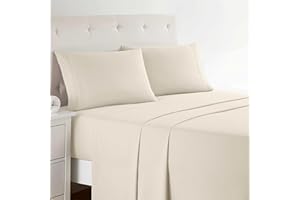 Clara Clark Bed Sheets, Premier 1800 Series 4 Piece Bed Sheet Set, Deep Pocket, Wrinkle, Fade, Stain Resistant, Luxury Soft Bedding Sheets & Pillowcases, Queen, Beige Cream