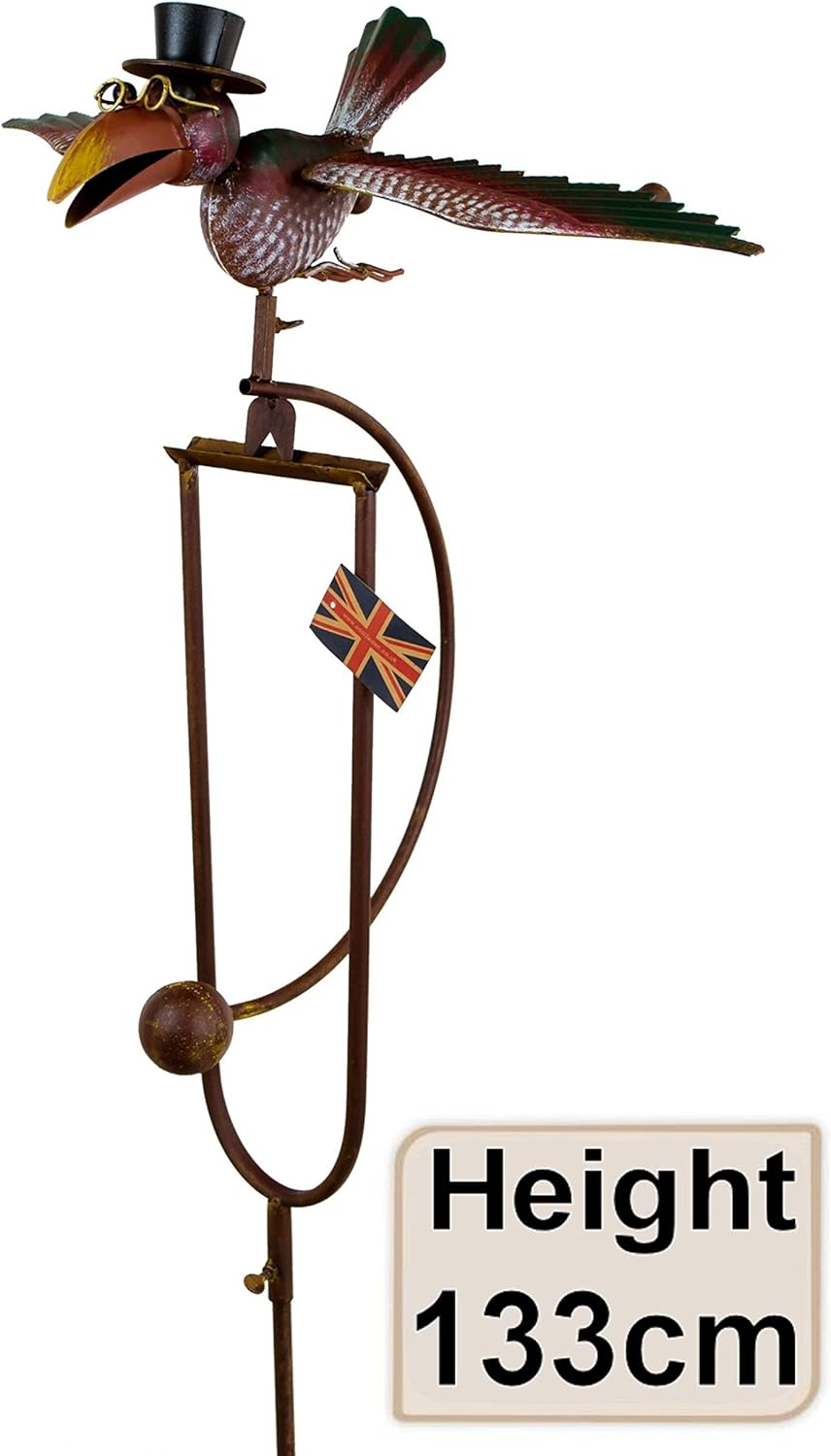 Owl Bird Family Metal Garden Wind Spinner Balance Stake Owls Home