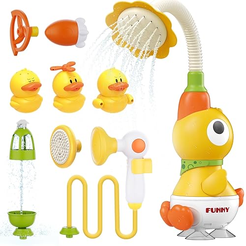 Baby Bath Shower Head Water Toys for Toddlers 1-3, 10PCS Bath Essential Toys Control Water Flow Max Fun in Bathtub for Newborn Babies Toddler Bath Toys 6-12-18 Months, Sprayer Baby Shower Gifts