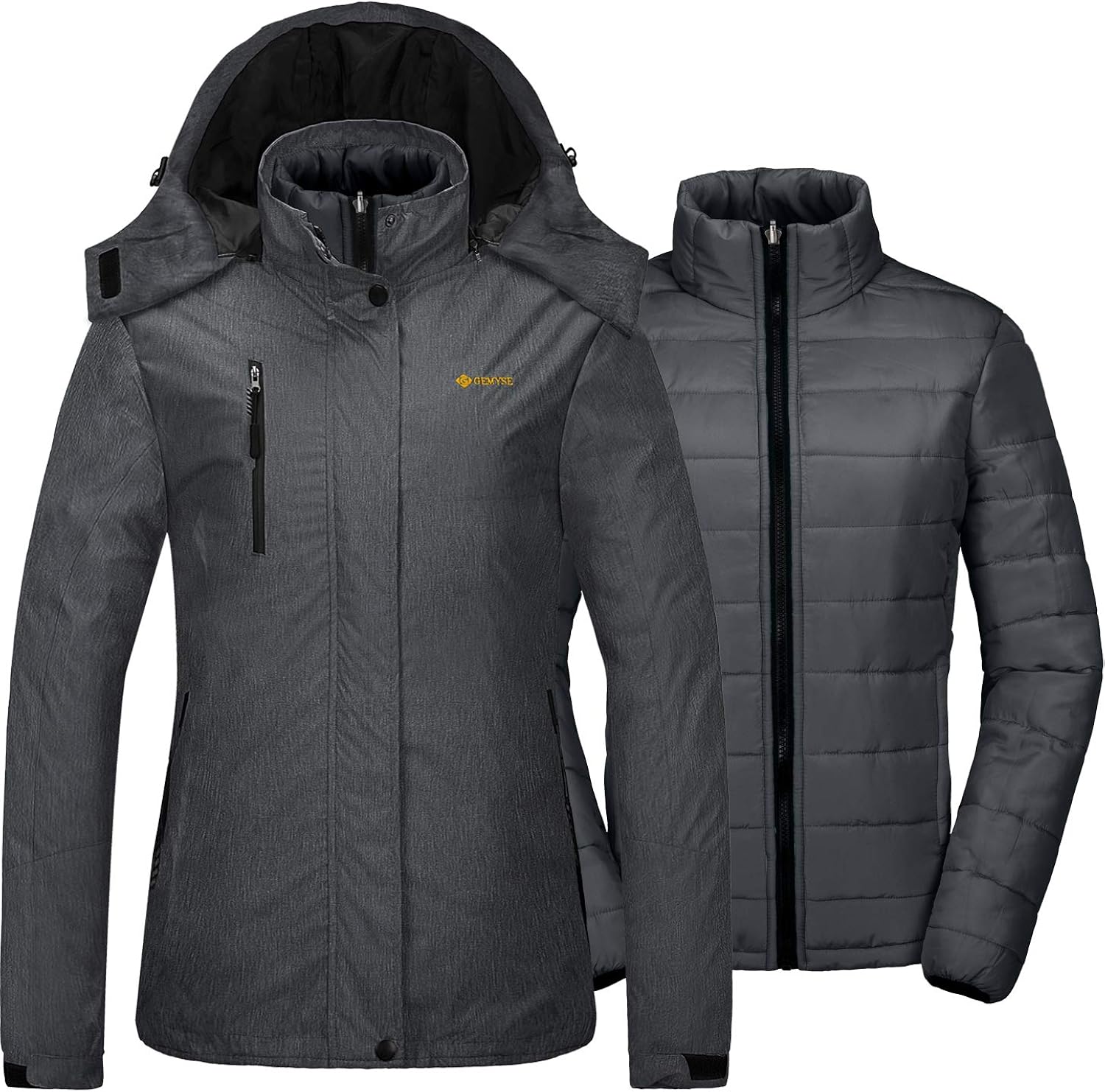 GEMYSE Women's Waterproof 3in1 Ski Snow Jacket Puffer