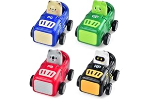TUKO Toddler Cartoon Car Toys for 1 2 3 Year Old Boy Girl Gifts, Press and Go Car Toy for 1-3 Years Gifts