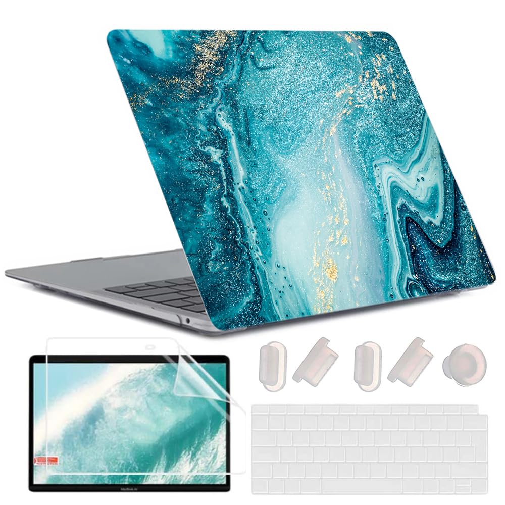 MUSHUI 4 in 1 Case for MacBook Air 13 inch 2020 2019 2018 Release M1 A2337 A2179 A1932 Retina Display Touch ID, Plastic Laptop Hard Shell Case & Keyboard Cover & Screen Protector, X32-22