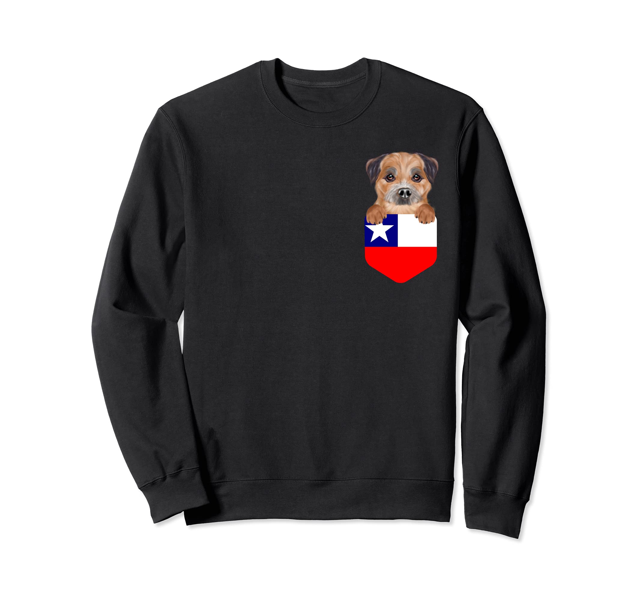 Chile Flag Border Terrier Dog In Pocket Sweatshirt