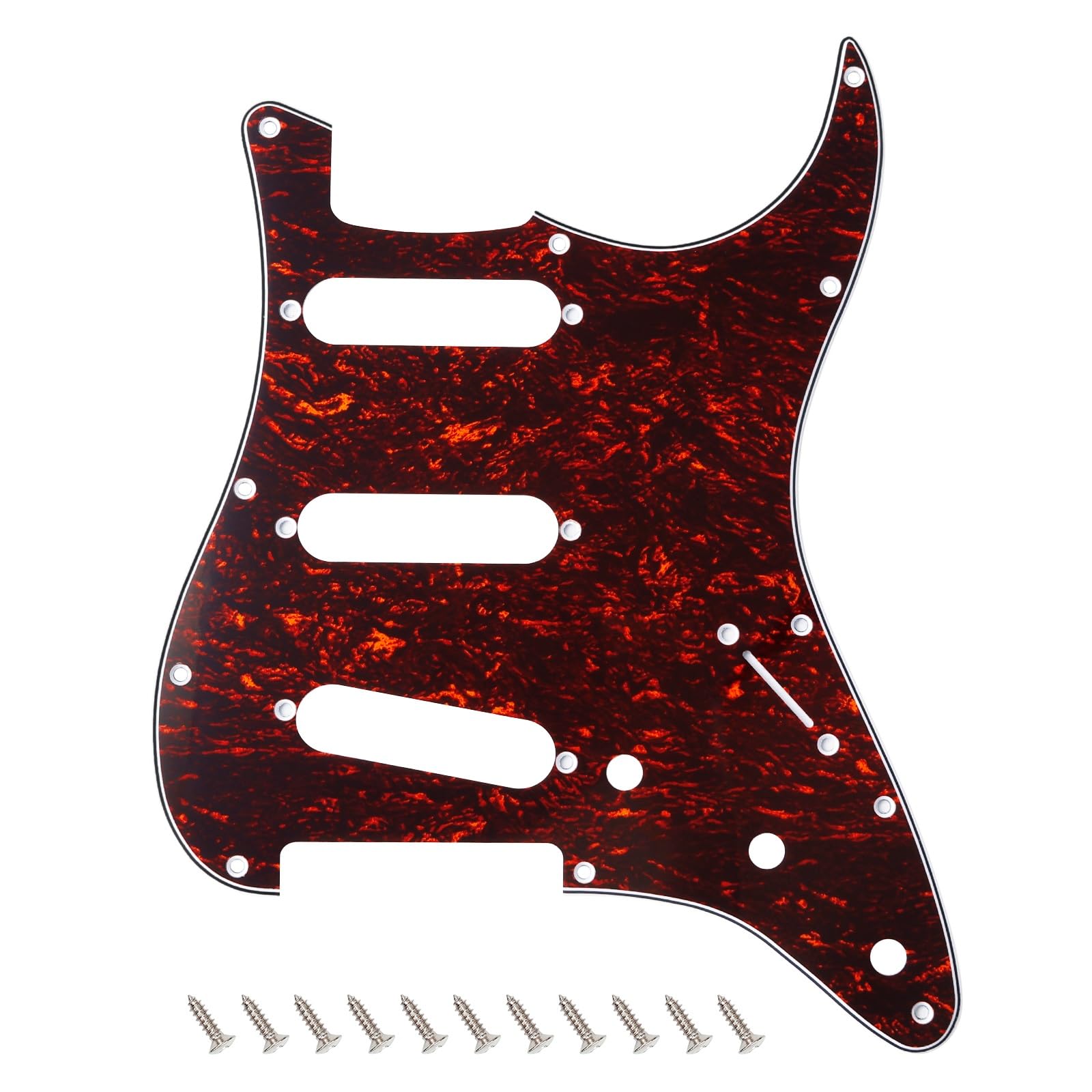 Banworks 4 Ply Strat SSS Pickguard 11-Hole Electric Guitar Pickguard Scratch Plate for USA/Mexican Modern Style Standard Stratocaster ST JT/HB-01 Red Tortoiseshell — image 1