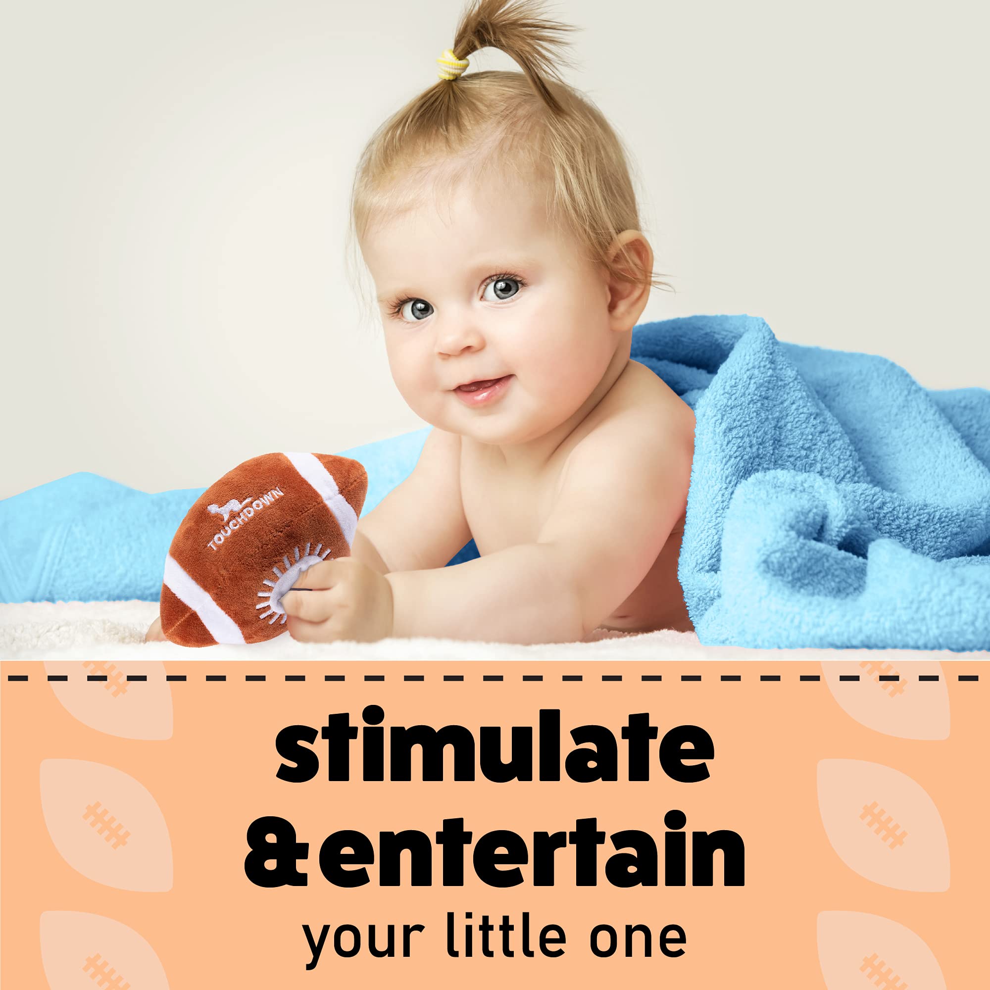 Plush Baby Football Rattle | Baby Football Toy | Learning Content | Great Gift for Baby and Toddler Girls or Boys | 0-36 Months